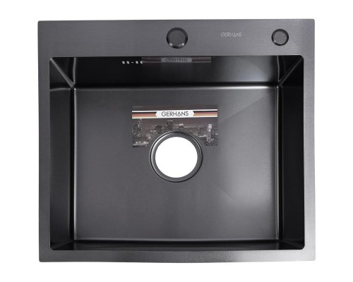 Мойка кухонная GERHANS 60х50 с сифоном, графит RK36050B