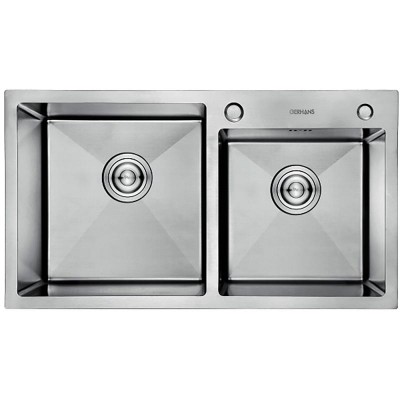 Мойка кухонная GERHANS 78х43 с сифоном, хром RK37843-S