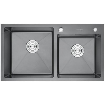 Мойка кухонная GERHANS 78х43 с сифоном, черный RK37843B-S