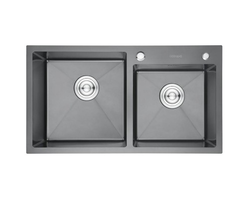 Мойка кухонная GERHANS 78х43 с сифоном, черный RK37843B-S