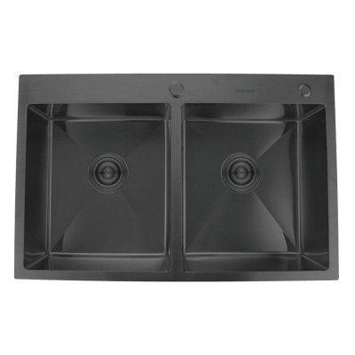 Мойка кухонная GERHANS 78х50 с сифоном, графит RK37850B-S