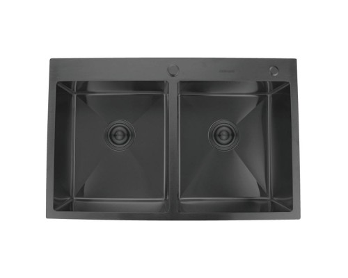 Мойка кухонная GERHANS 78х50 с сифоном, графит RK37850B-S