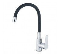 Смеситель Haiba HB70112-7 для кухонной мойки с гибким изливом, хром/черный