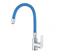 Смеситель Haiba HB70112-4 для кухонной мойки с гибким изливом, хром/синий