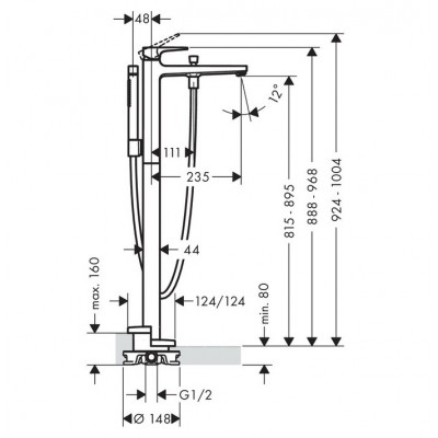 Смеситель Hansgrohe Metropol 32532000 напольный, для ванны и душа, хром