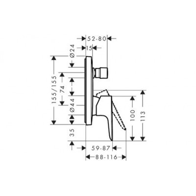 Смеситель Hansgrohe Talis E 71474700 встраиваемый, для ванны и душа, белый