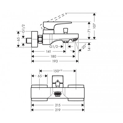 Смеситель Hansgrohe Metropol 32540700 для ванны и душа, белый