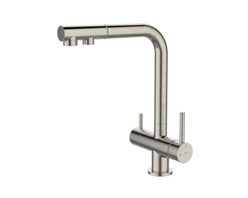 Смеситель IDDIS Umbra UMBBNPFi05 для кухонной мойки с подключением к фильтру и выдвижным изливом, сатин