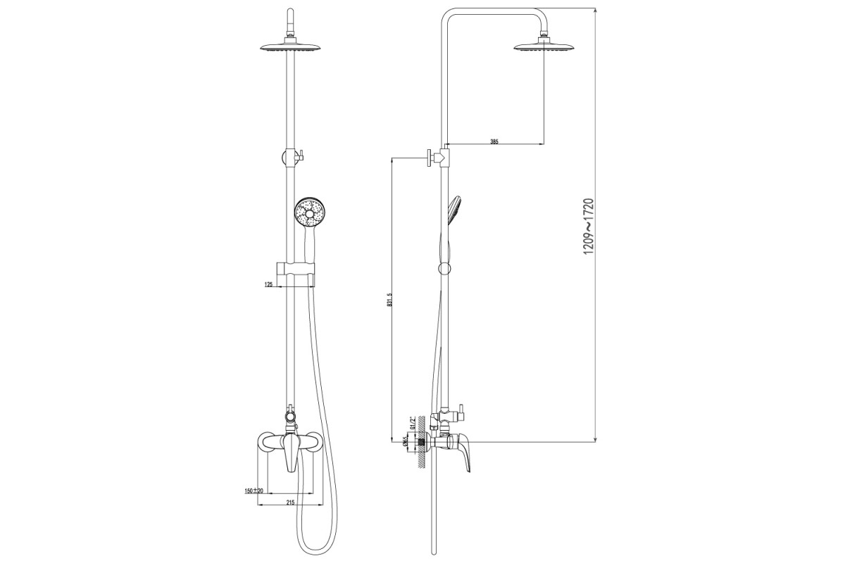 Poseidon LM4260C Смеситель для душа Lemark с верхней душевой лейкой