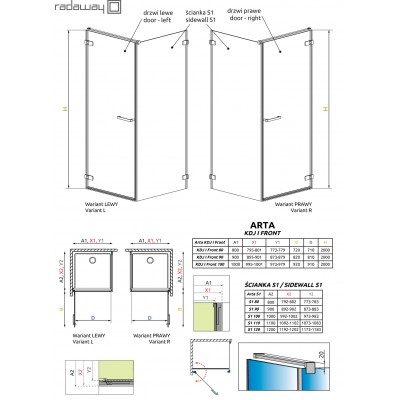 Боковая стенка Radaway Arta KDJ I 386021-03-01 900x2000 прозрачное