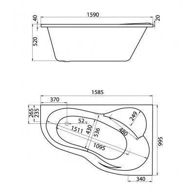 Акриловая ванна Santek Ибица XL 160х100 1WH112037 правая