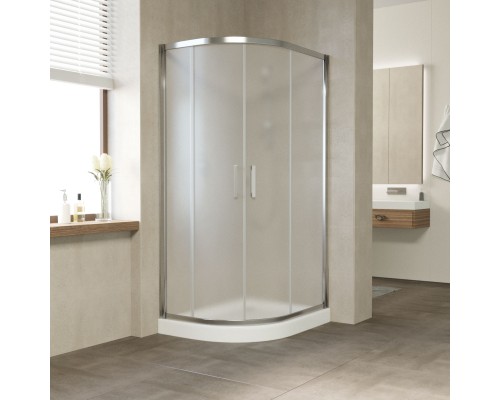 Душевой уголок асимметричный Vegas Glass ZS-F 120*90 08 10 профиль глянцевый хром, стекло сатин
