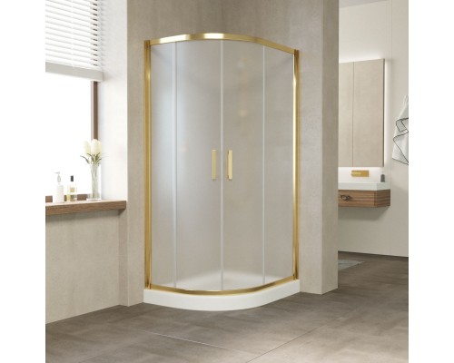 Душевой уголок асимметричный Vegas Glass ZS-F 90*80 09 10 профиль золото, стекло сатин