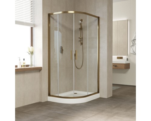 Душевой уголок асимметричный Vegas Glass ZS-F 90*80 05 01 профиль бронза, стекло прозрачное