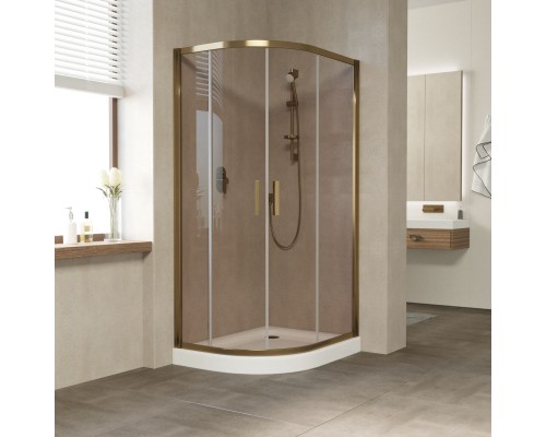 Душевой уголок асимметричный Vegas Glass ZS-F 90*80 05 05 профиль бронза, стекло бронза