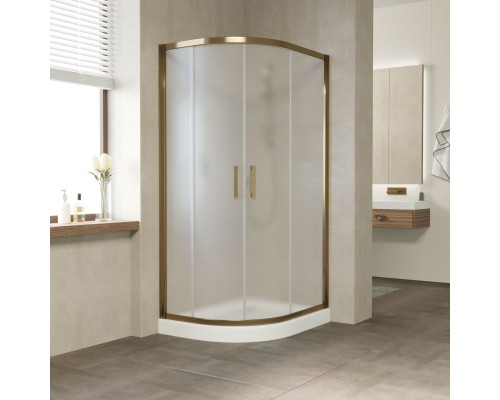 Душевой уголок асимметричный Vegas Glass ZS-F 90*80 05 10 профиль бронза, стекло сатин