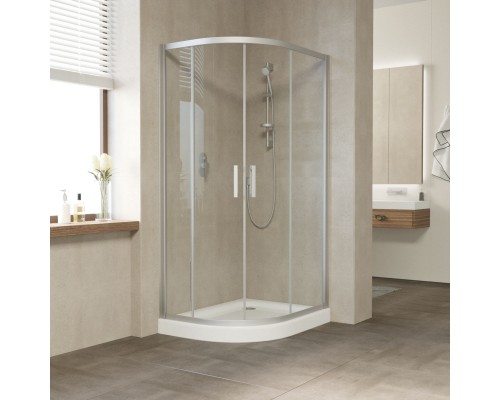 Душевой уголок асимметричный Vegas Glass ZS-F 90*80 07 01 профиль матовый хром, стекло прозрачное