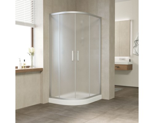Душевой уголок асимметричный Vegas Glass ZS-F 120*90 07 10 профиль матовый хром, стекло сатин