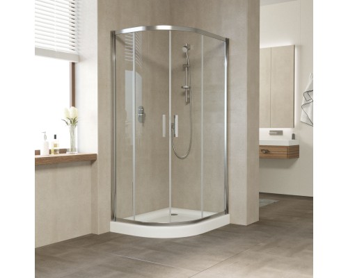 Душевой уголок асимметричный Vegas Glass ZS-F 120*90 08 01 профиль глянцевый хром, стекло прозрачное