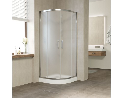 Душевой уголок полукруглый Vegas Glass ZS 120 08 10 профиль глянцевый хром, стекло сатин