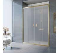 Двухстворчатая душевая дверь Vegas Glass Z2P 160 09 10 профиль золото, стекло сатин