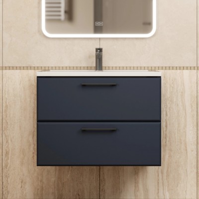 Тумба с раковиной Uperwood Foster New 70 см, подвесная, черная матовая KFosterNEW70b
