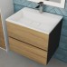 Тумба с раковиной Uperwood Barsa 60 см, подвесная, черная/дуб сонома 2930205645