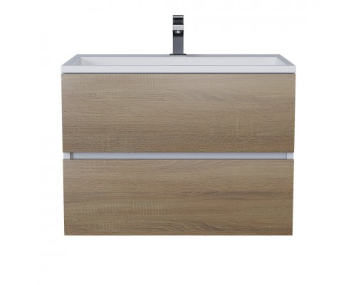 Тумба с раковиной Uperwood Barsa 70 см, подвесная, белая/дуб сонома 293020546