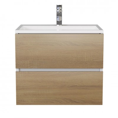 Тумба с раковиной Uperwood Barsa 60 см, подвесная, белая/дуб сонома 2930205646