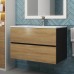 Тумба с раковиной Uperwood Barsa 80 см, подвесная, черная/дуб сонома 293020543
