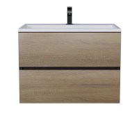 Тумба с раковиной Uperwood Barsa 70 см, подвесная, черная/дуб сонома 293020547