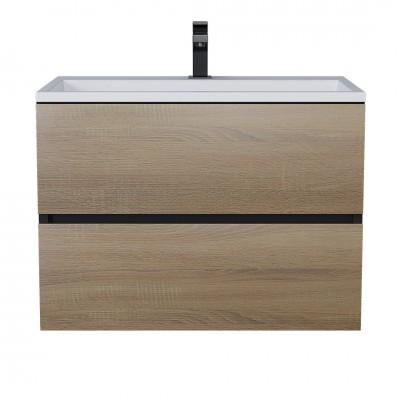 Тумба с раковиной Uperwood Barsa 70 см, подвесная, черная/дуб сонома 293020547