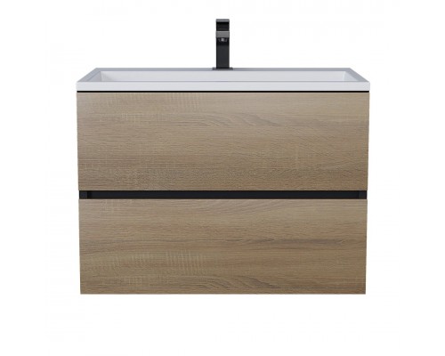 Тумба с раковиной Uperwood Barsa 70 см, подвесная, черная/дуб сонома 293020547