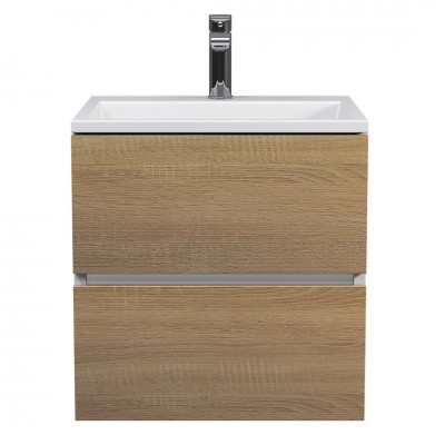 Тумба с раковиной Uperwood Barsa 50 см, подвесная, белая/дуб сонома 29830205646