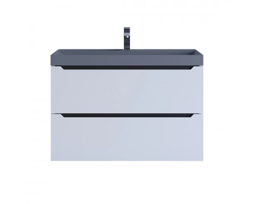 Тумба с раковиной Uperwood Tanos-Classic Quartz 80 см, подвесная, белая графит/бетон 3930421702