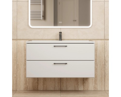 Тумба с раковиной Uperwood Foster New 100 см, подвесная, белая матовая KFosterNEW100w