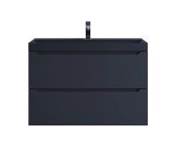 Тумба с раковиной Uperwood Tanos-Classic Quartz 80 см, подвесная, черная/уголь 3930421700