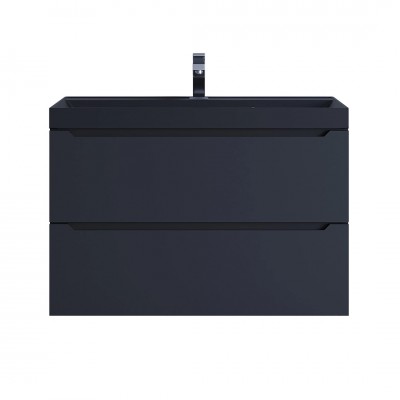 Тумба с раковиной Uperwood Tanos-Classic Quartz 80 см, подвесная, черная/уголь 3930421700