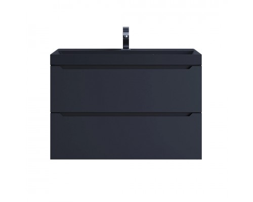 Тумба с раковиной Uperwood Tanos-Classic Quartz 80 см, подвесная, черная/уголь 3930421700