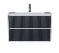 Тумба с раковиной Uperwood Next Premium 80 см, подвесная, 2 ящика, белая/графит 3930205167