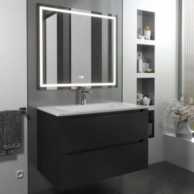 Тумба с раковиной Uperwood Tanos-Next 80 см, подвесная, черная матовая 290000011