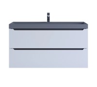 Тумба с раковиной Uperwood Tanos-Classic Quartz 100 см, подвесная, белая графит/бетон 3930421703