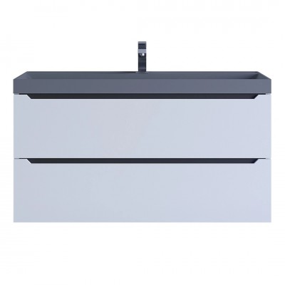 Тумба с раковиной Uperwood Tanos-Classic Quartz 100 см, подвесная, белая графит/бетон 3930421703