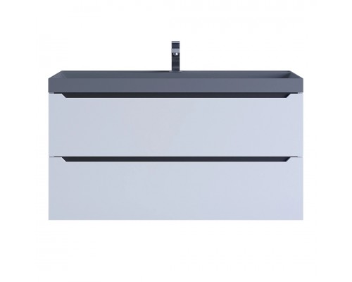 Тумба с раковиной Uperwood Tanos-Classic Quartz 100 см, подвесная, белая графит/бетон 3930421703