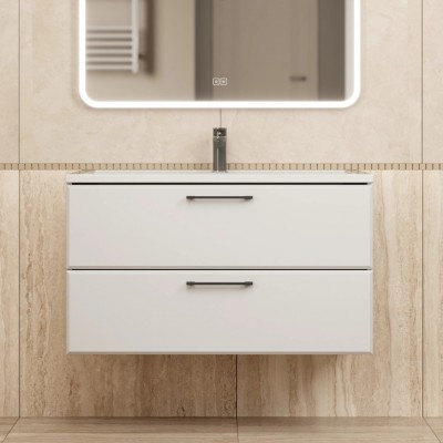 Тумба с раковиной Uperwood Foster New 90 см, подвесная, белая матовая KFosterNEW90w