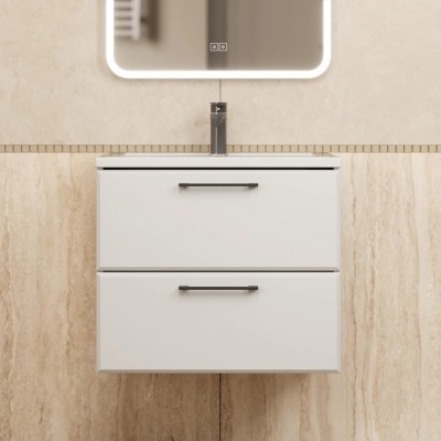 Тумба с раковиной Uperwood Foster New 60 см, подвесная, белая матовая KFosterNEW60w