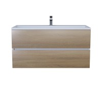 Тумба с раковиной Uperwood Barsa 100 см, подвесная, белая/дуб сонома 293020535
