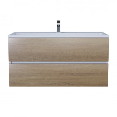 Тумба с раковиной Uperwood Barsa 100 см, подвесная, белая/дуб сонома 293020535