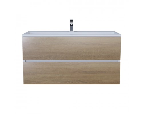 Тумба с раковиной Uperwood Barsa 100 см, подвесная, белая/дуб сонома 293020535
