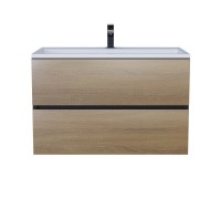 Тумба с раковиной Uperwood Barsa 80 см, подвесная, черная/дуб сонома 293020543